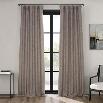 Mink Textured Faux Linen Room Darkening Curtain