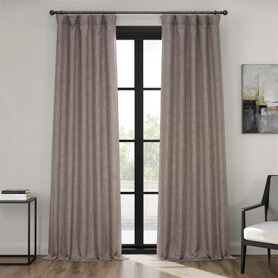 Mink Textured Faux Linen Room Darkening Curtain