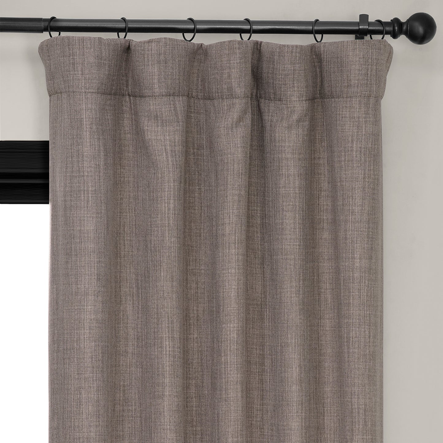 Mink Textured Faux Linen Room Darkening Curtain
