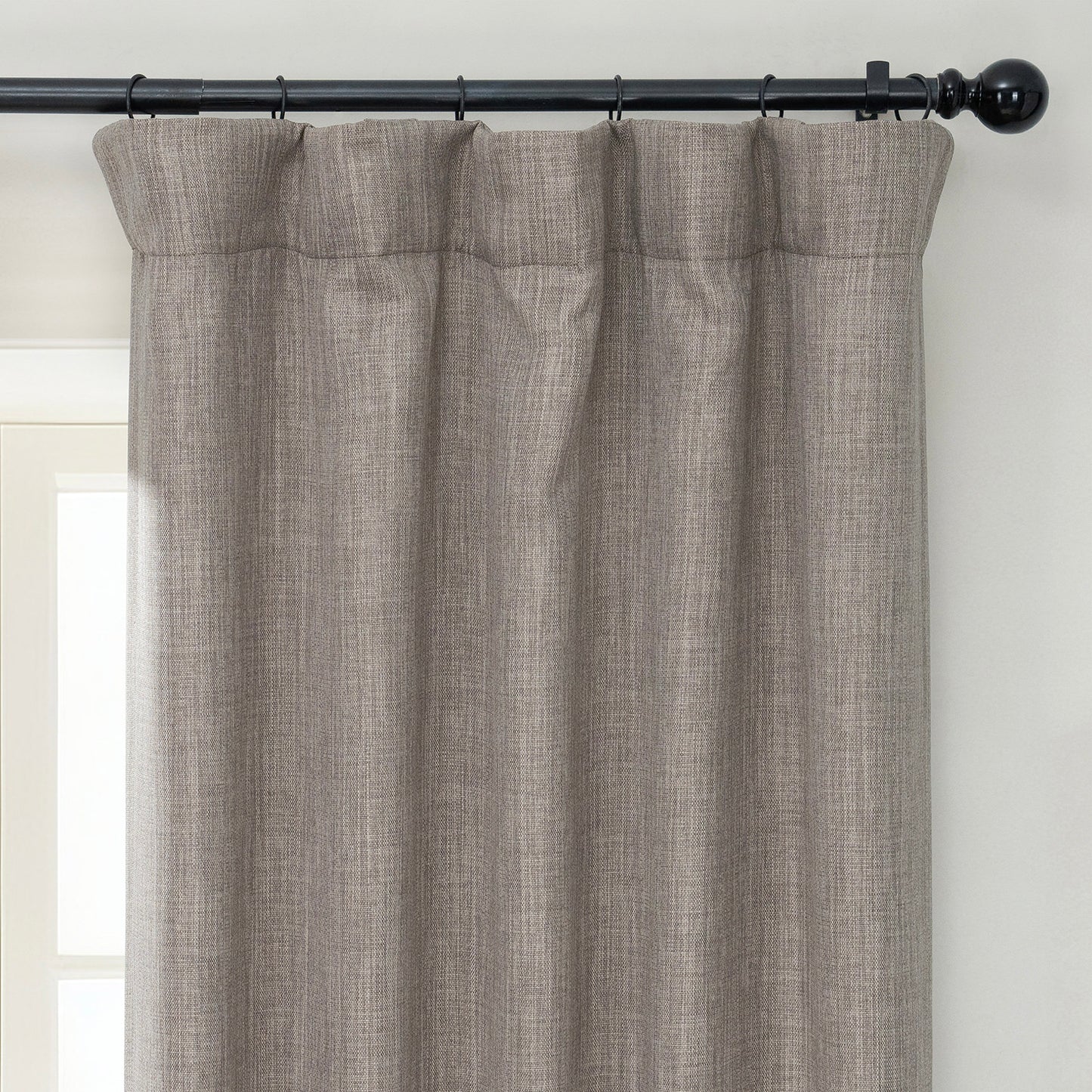 Mink Textured Faux Linen Room Darkening Curtain