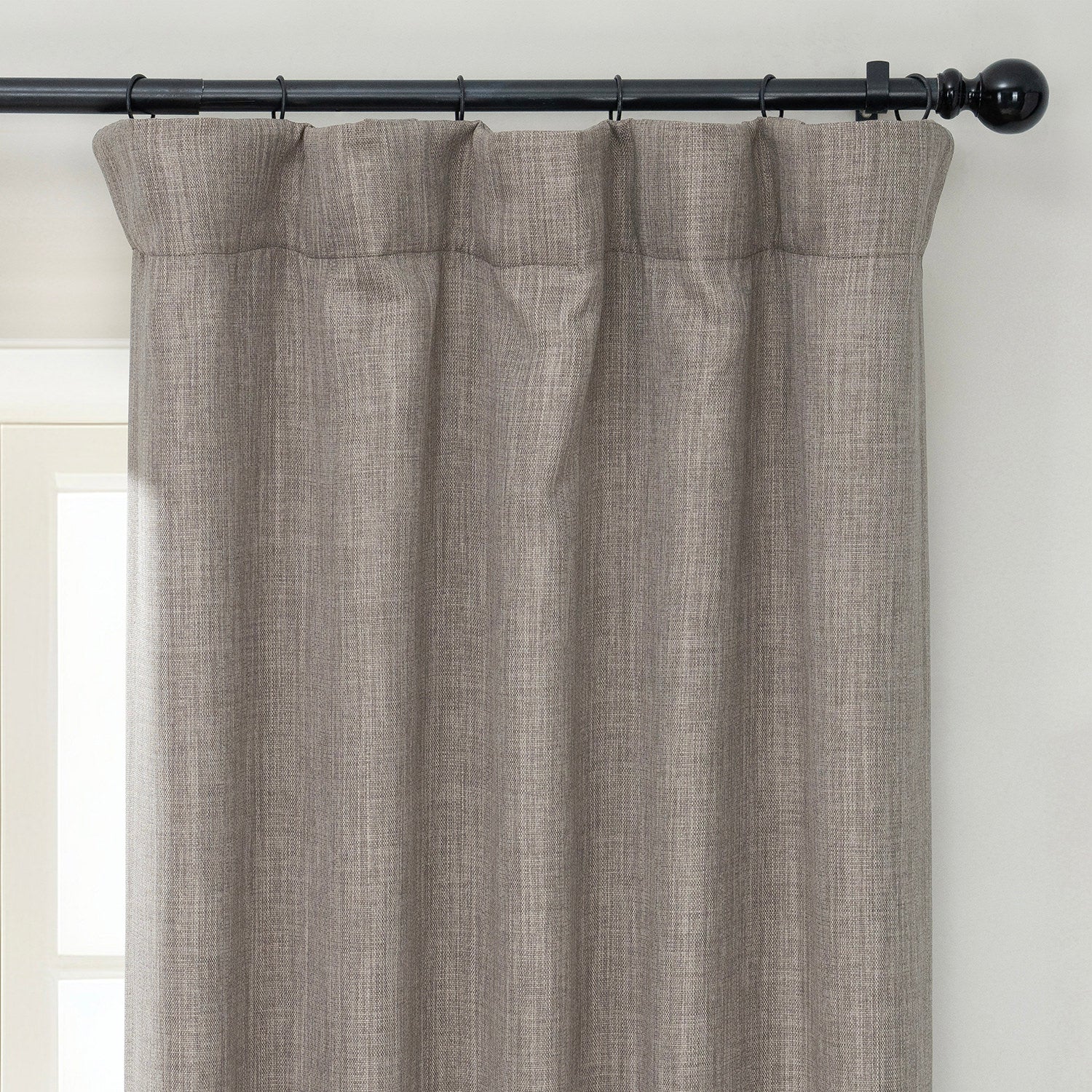 Mink Textured Faux Linen Room Darkening Curtain