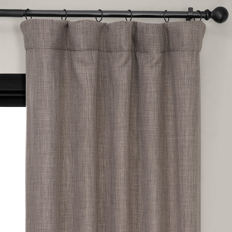Mink Textured Faux Linen Room Darkening Curtain