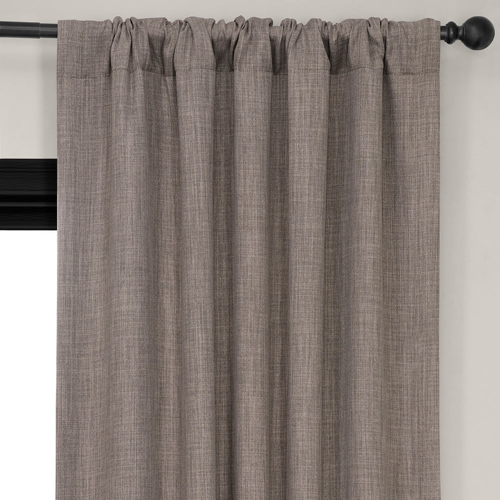 Mink Textured Faux Linen Room Darkening Curtain