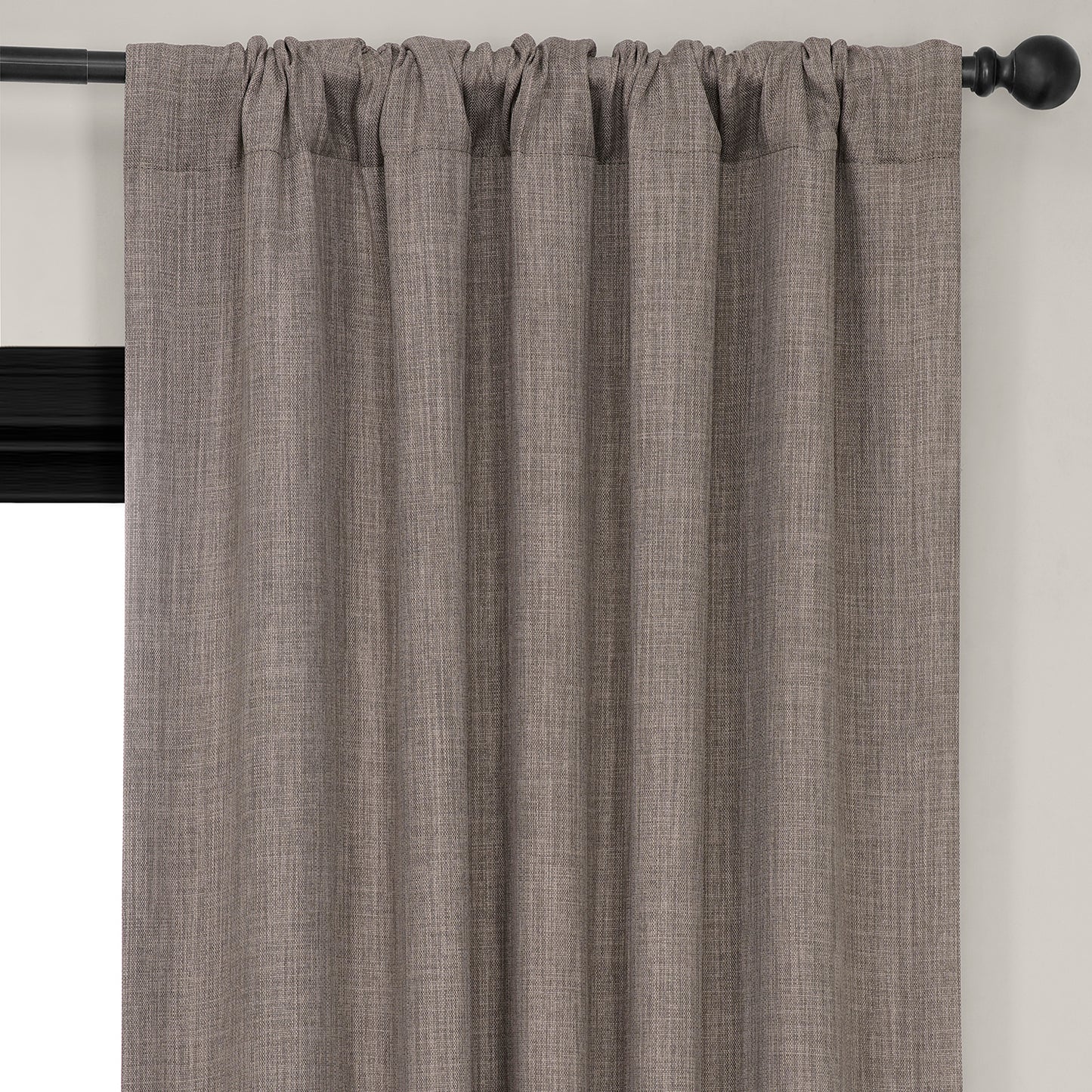 Mink Textured Faux Linen Room Darkening Curtain