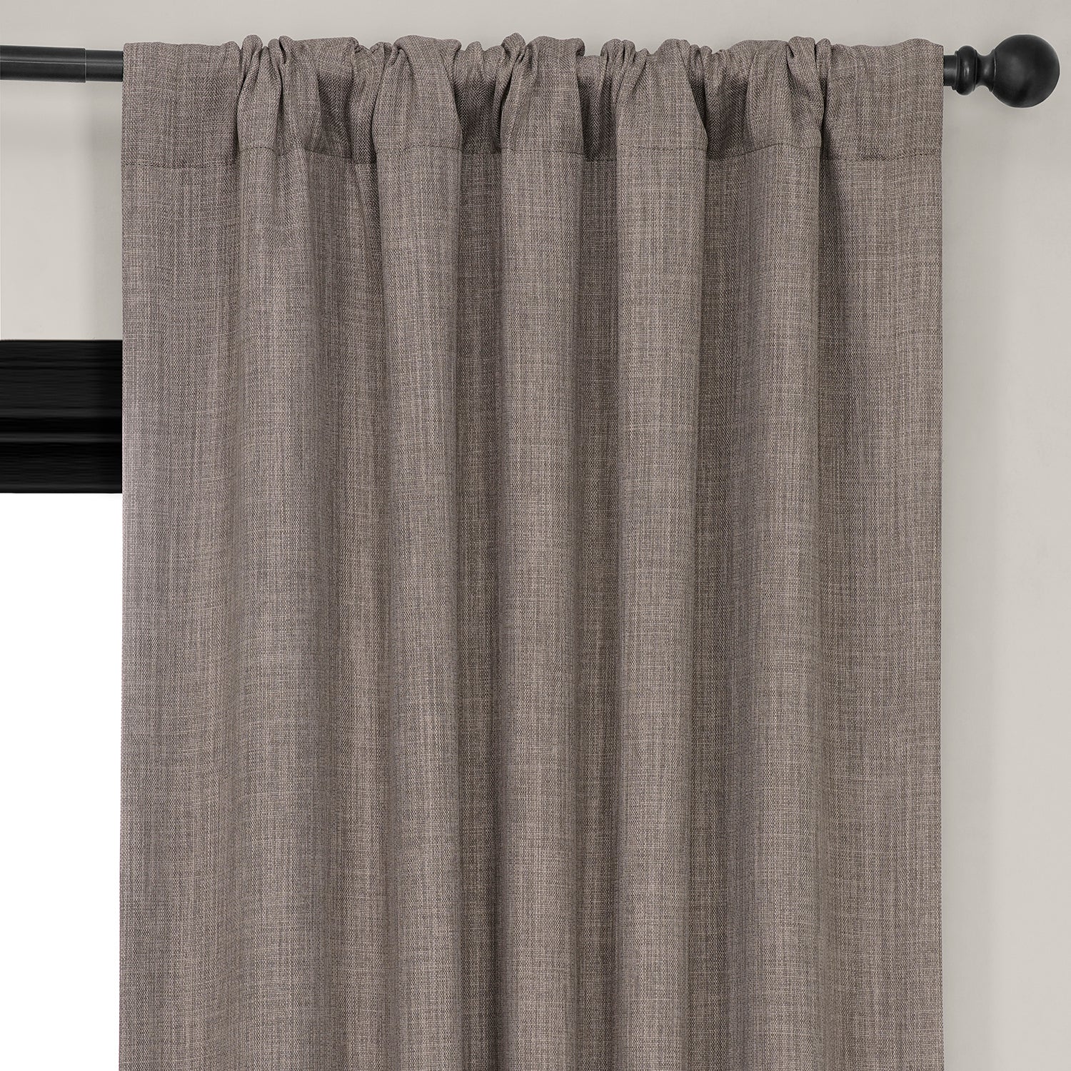 Mink Textured Faux Linen Room Darkening Curtain