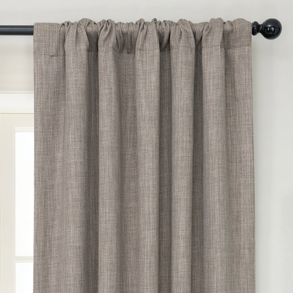 Mink Textured Faux Linen Room Darkening Curtain