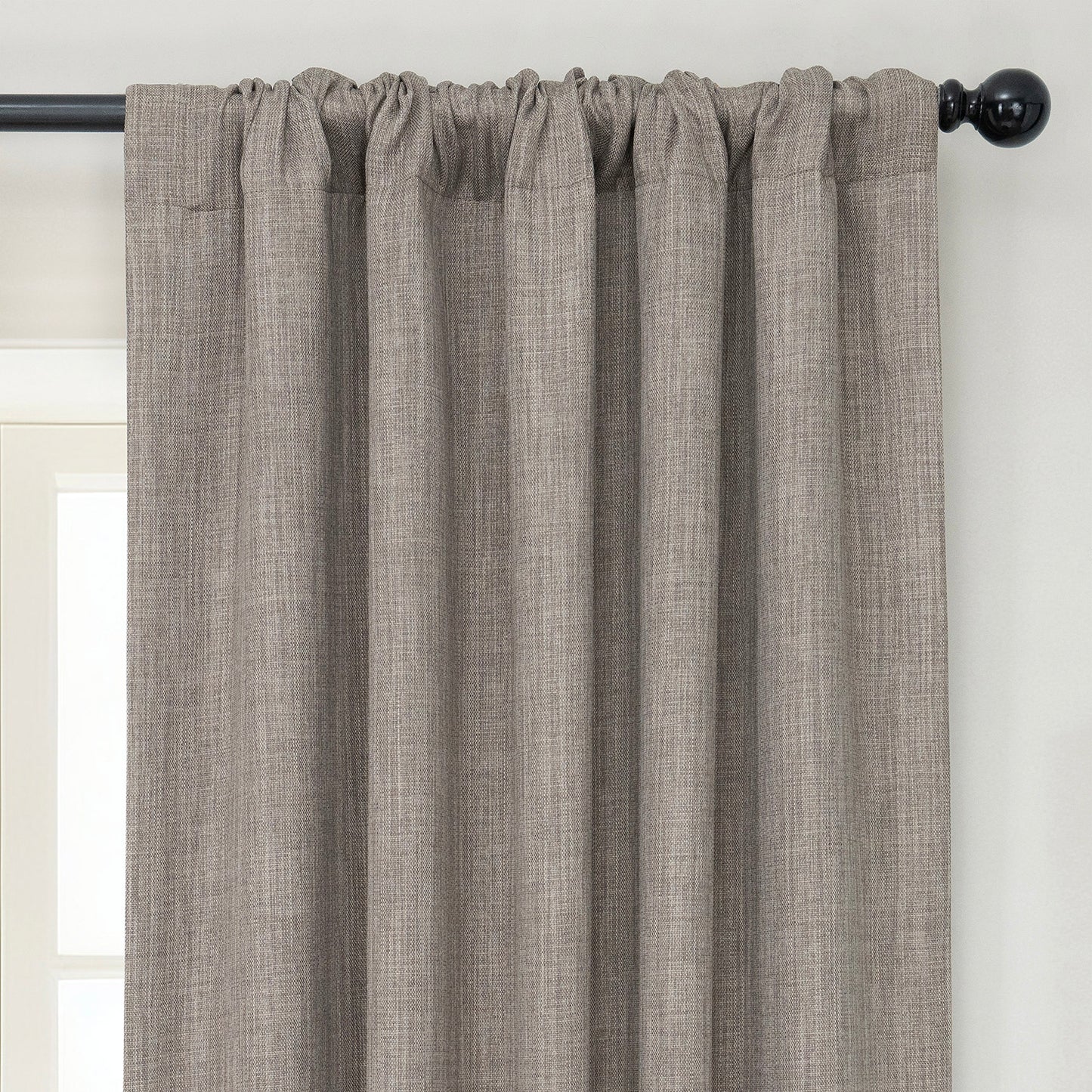 Mink Textured Faux Linen Room Darkening Curtain