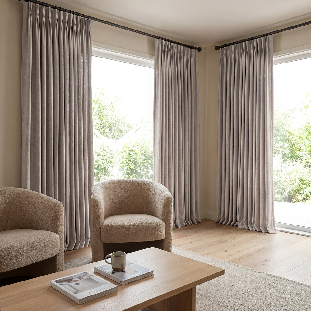 Mink Textured Faux Linen Custom Curtain