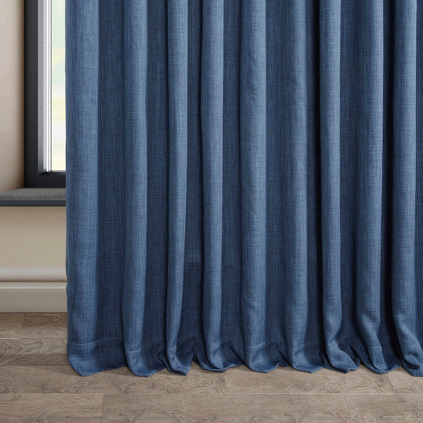 Denim Textured Faux Linen Custom Curtain