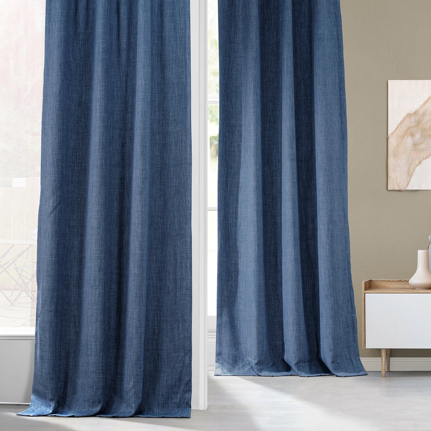 Denim Textured Faux Linen Custom Curtain