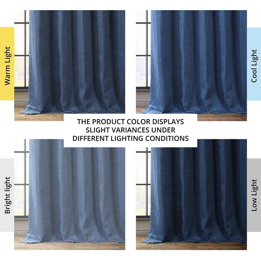 Denim Textured Faux Linen Room Darkening Curtain - HalfPriceDrapes.com