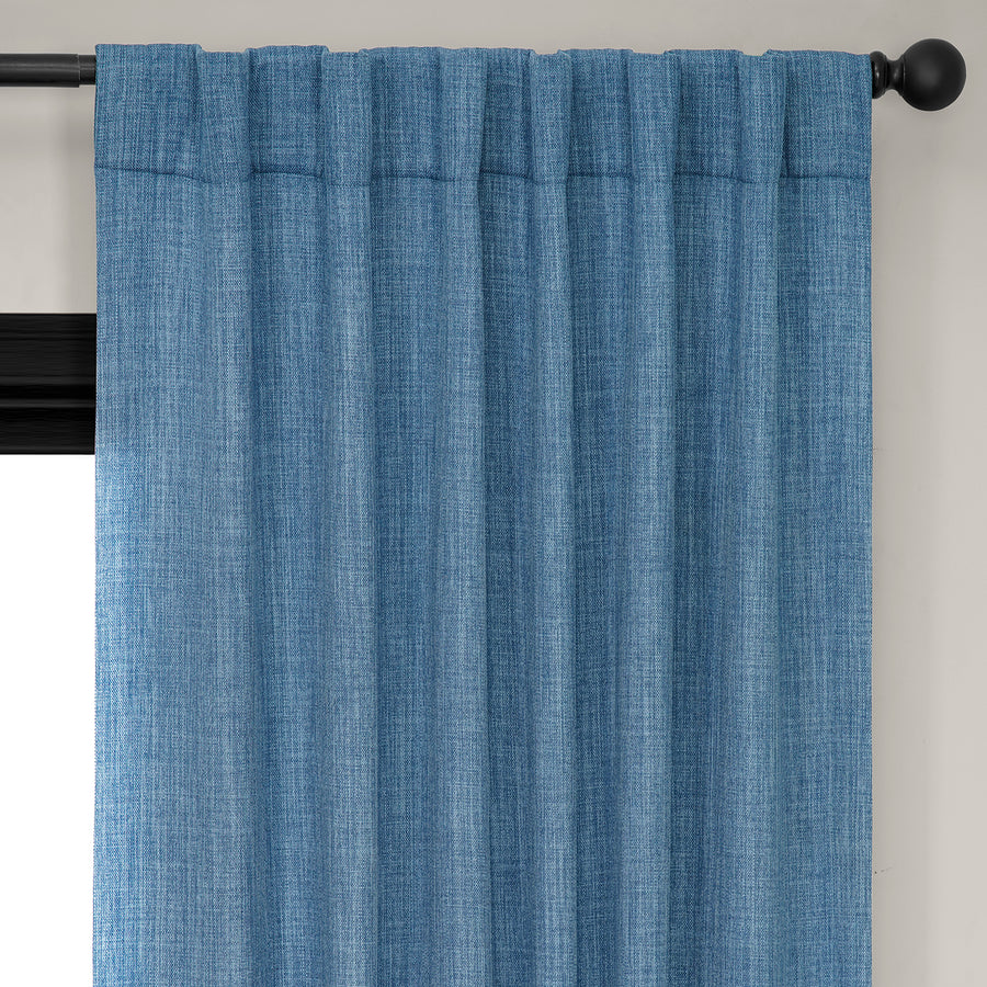 Denim Textured Faux Linen Room Darkening Curtain