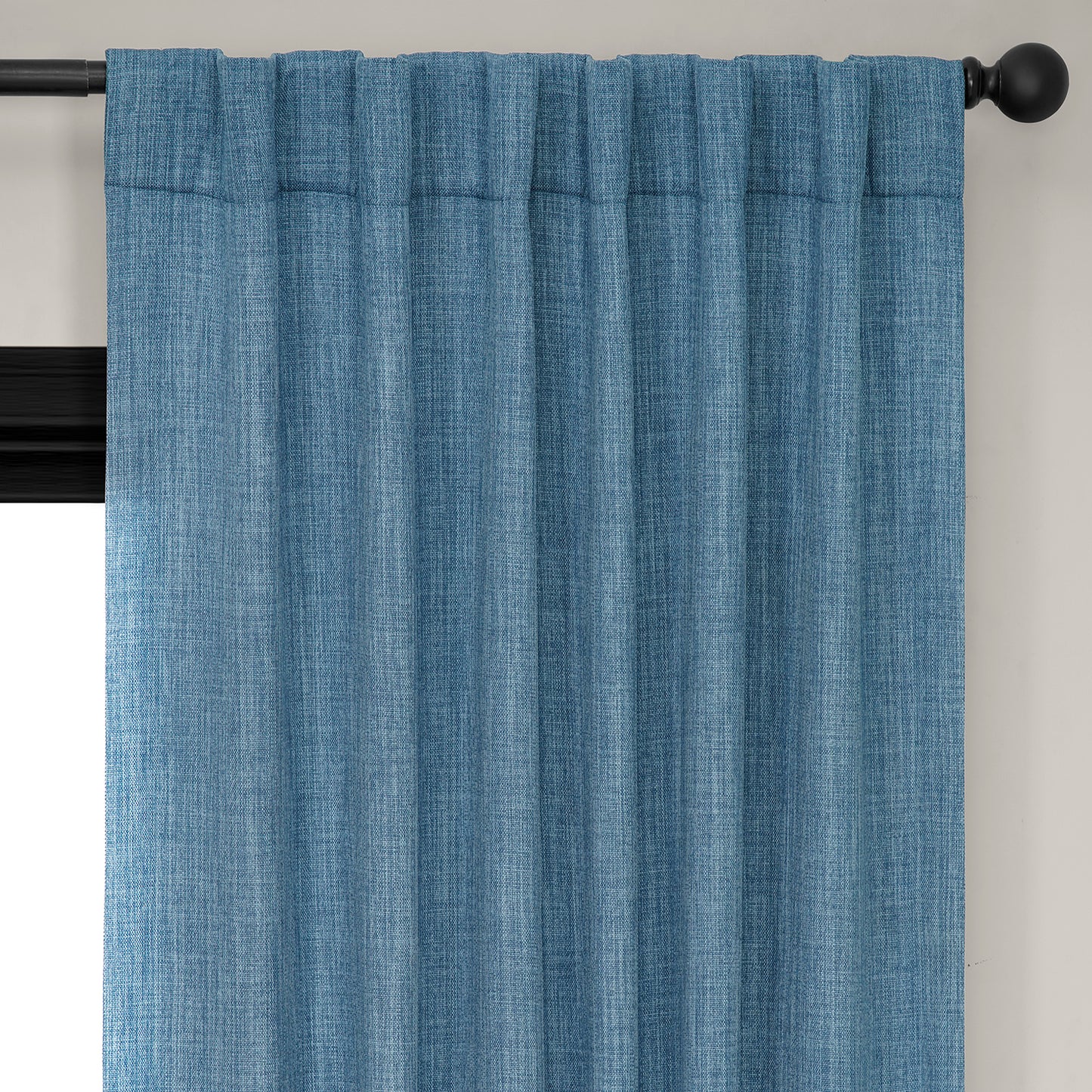 Denim Textured Faux Linen Room Darkening Curtain