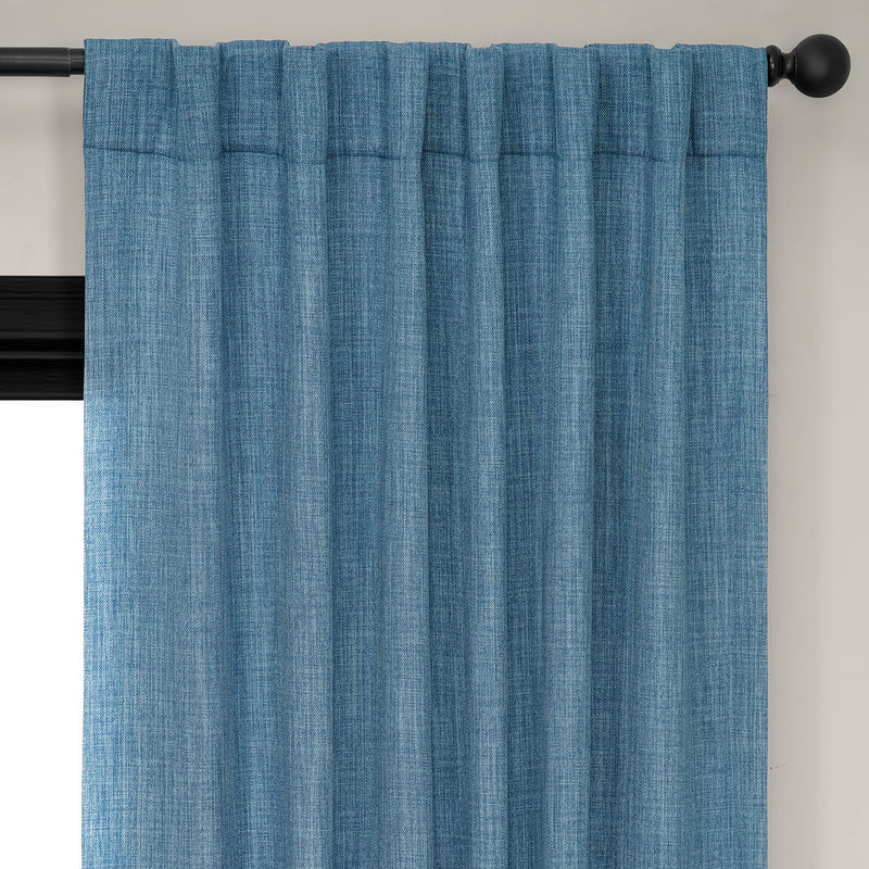 Denim Textured Faux Linen Room Darkening Curtain