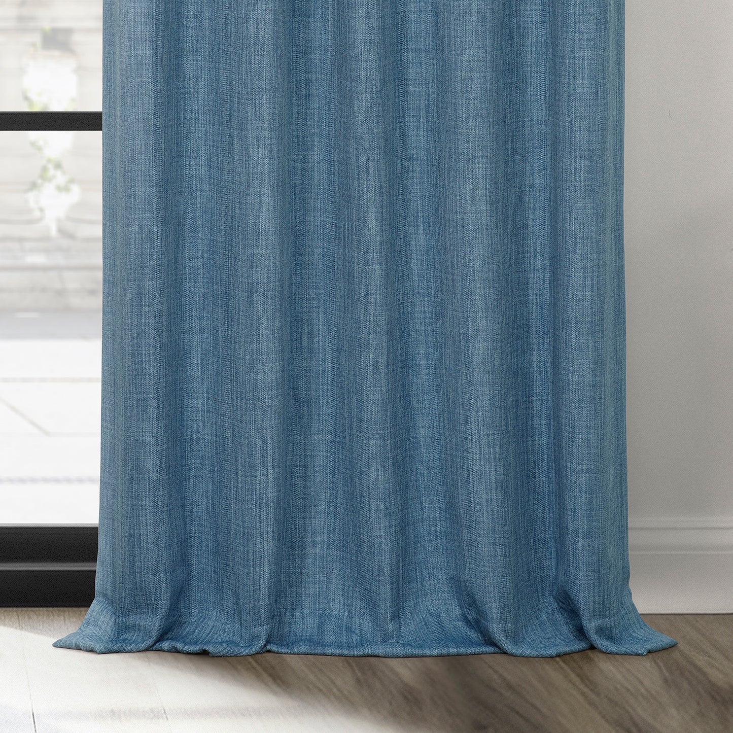 Denim Textured Faux Linen Room Darkening Curtain