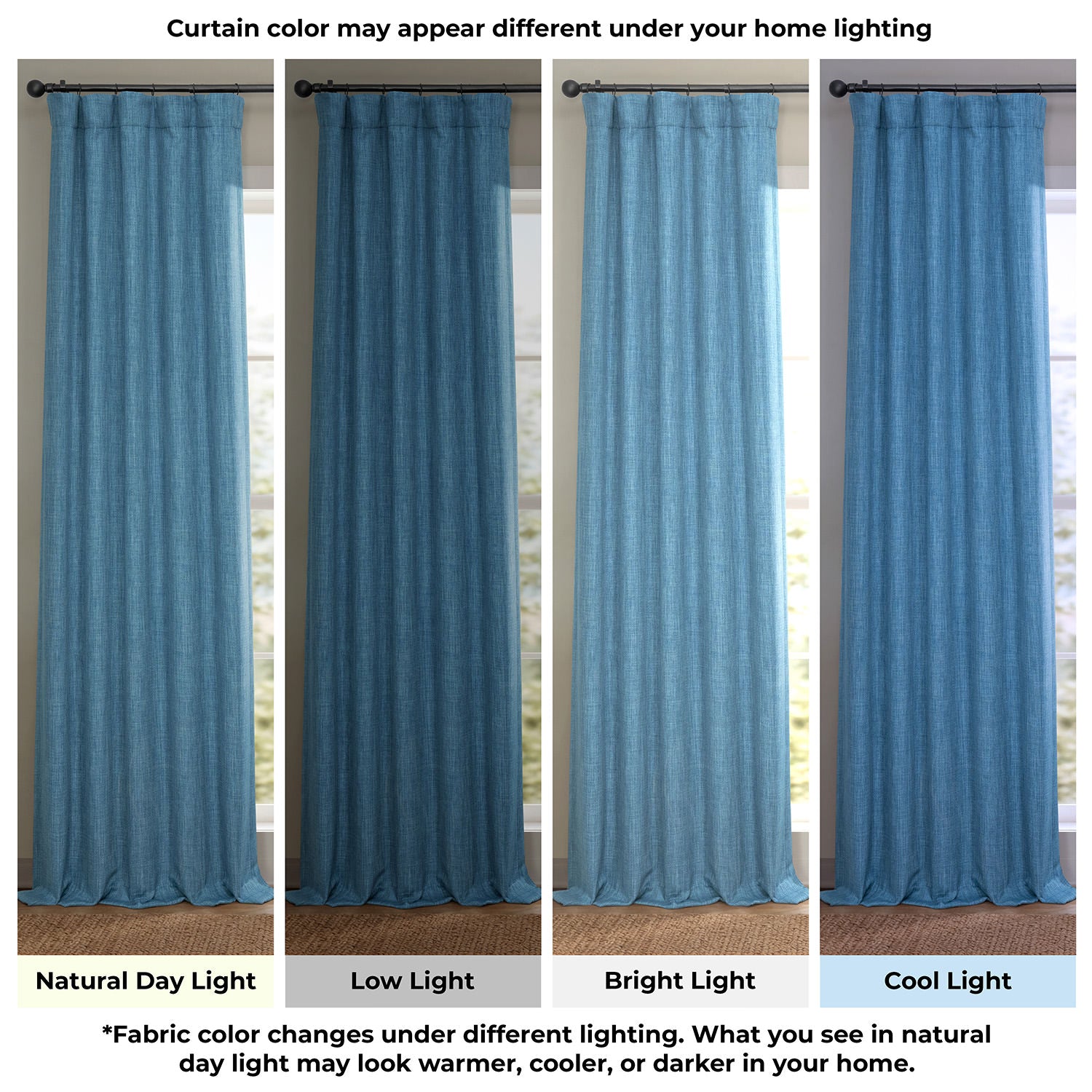 Denim Textured Faux Linen Room Darkening Curtain