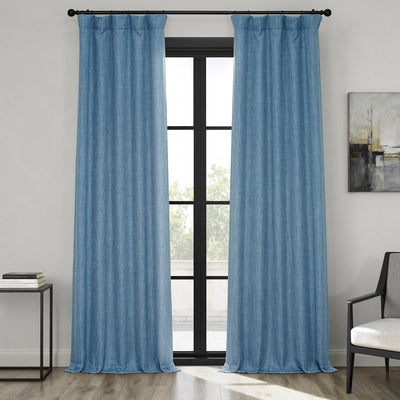 Denim Textured Faux Linen Room Darkening Curtain