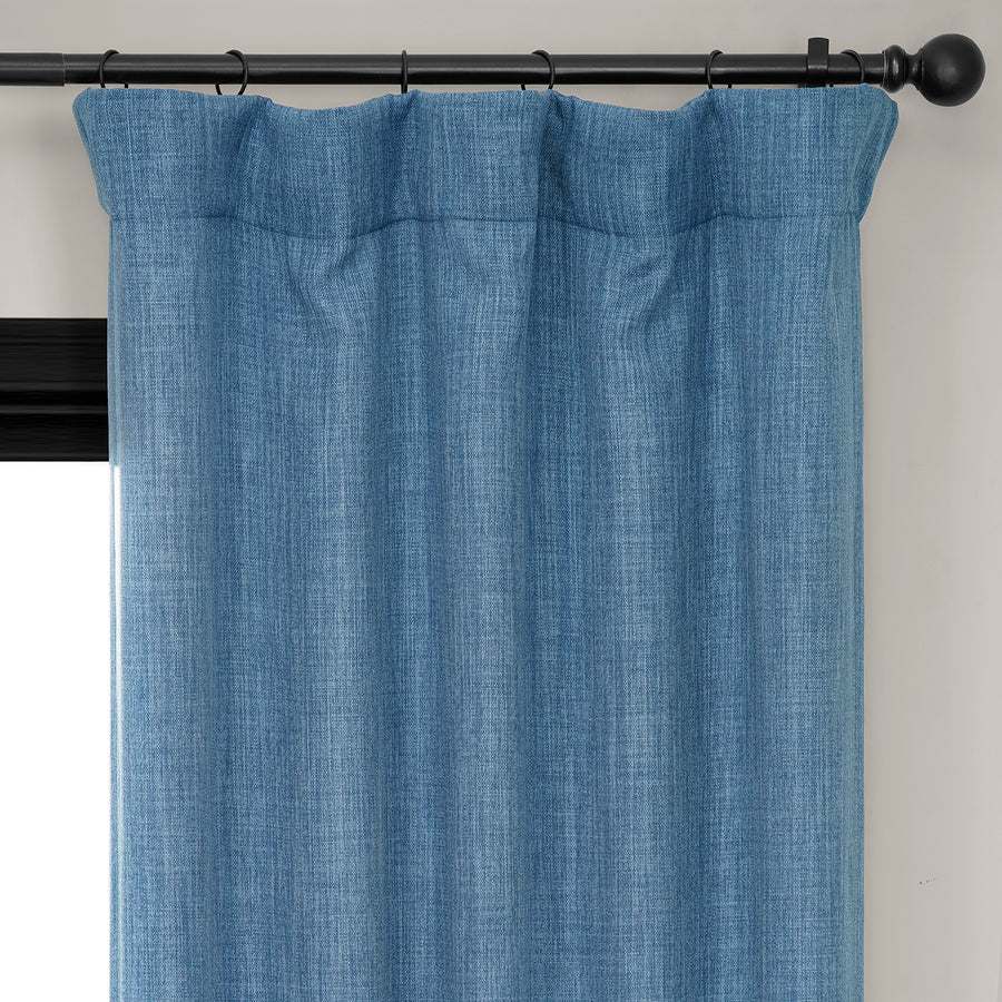 Denim Textured Faux Linen Room Darkening Curtain