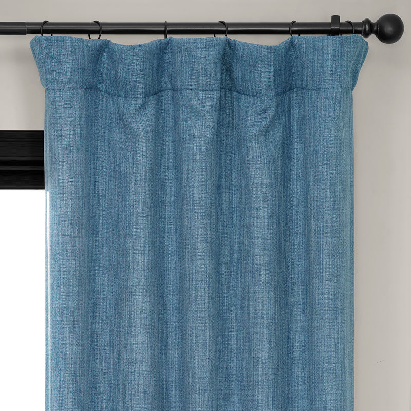 Denim Textured Faux Linen Room Darkening Curtain