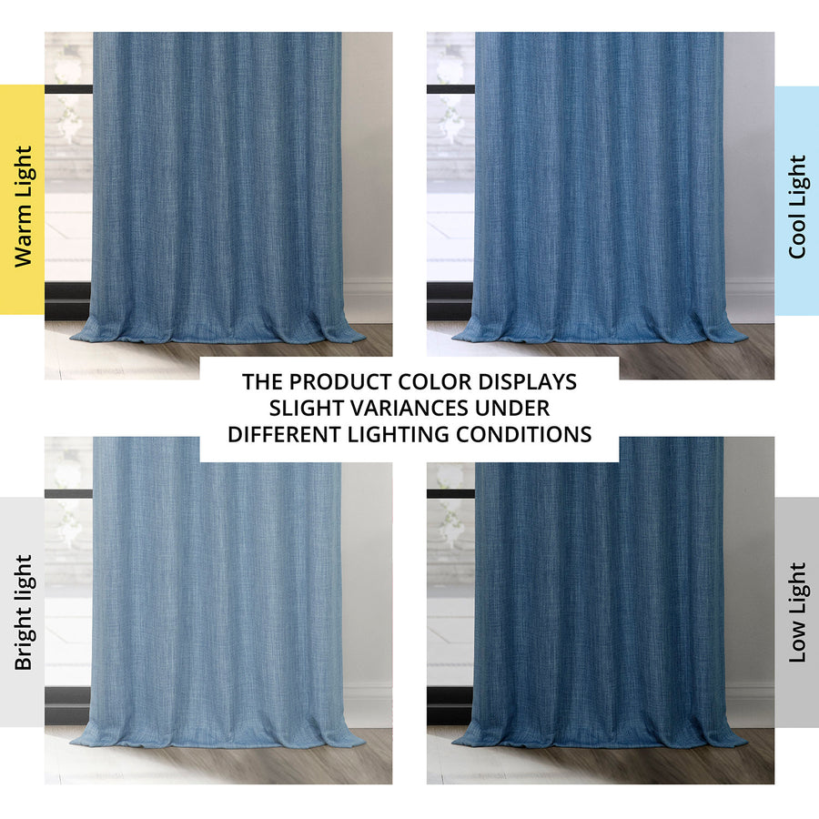 Denim Textured Faux Linen Room Darkening Curtain