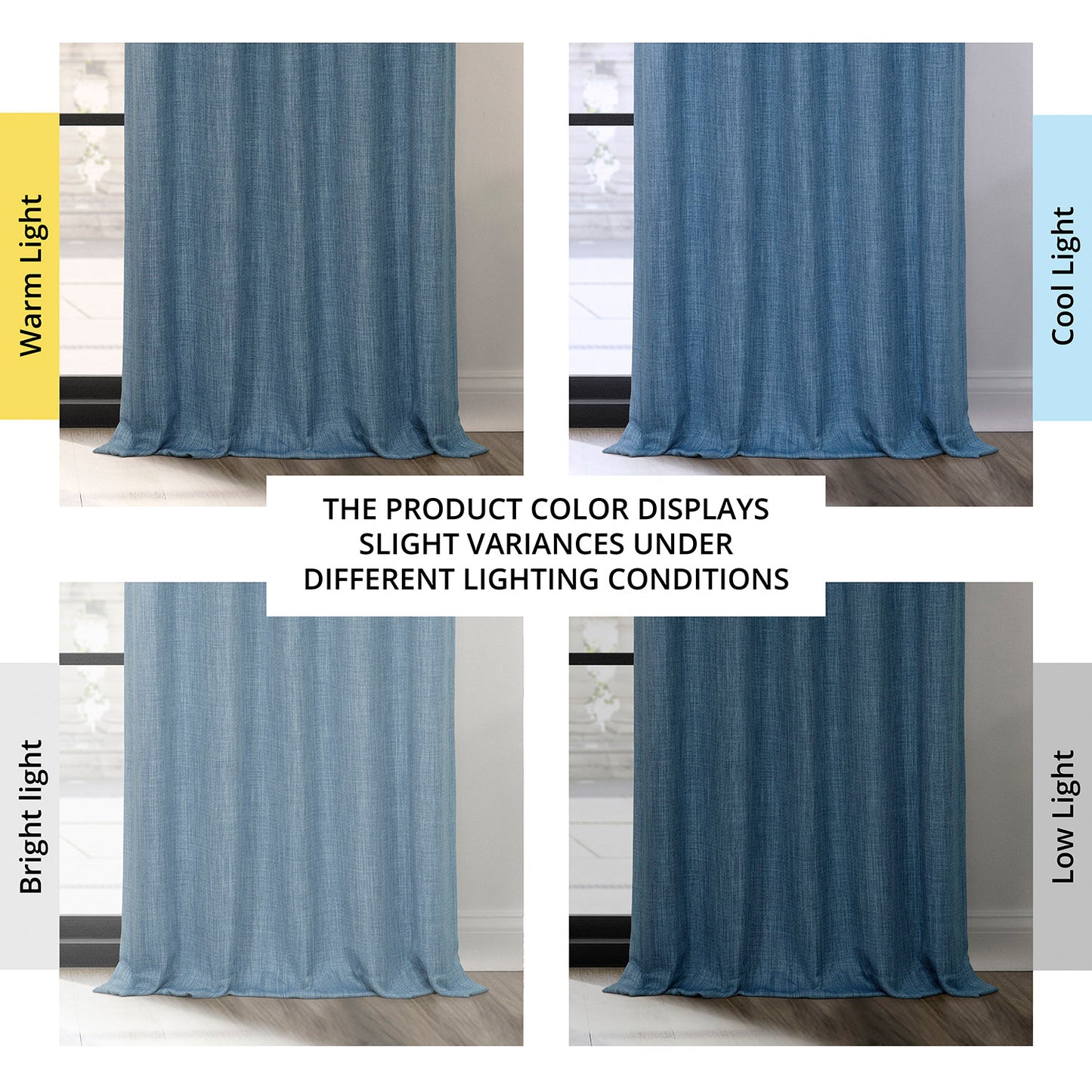 Denim Textured Faux Linen Room Darkening Curtain