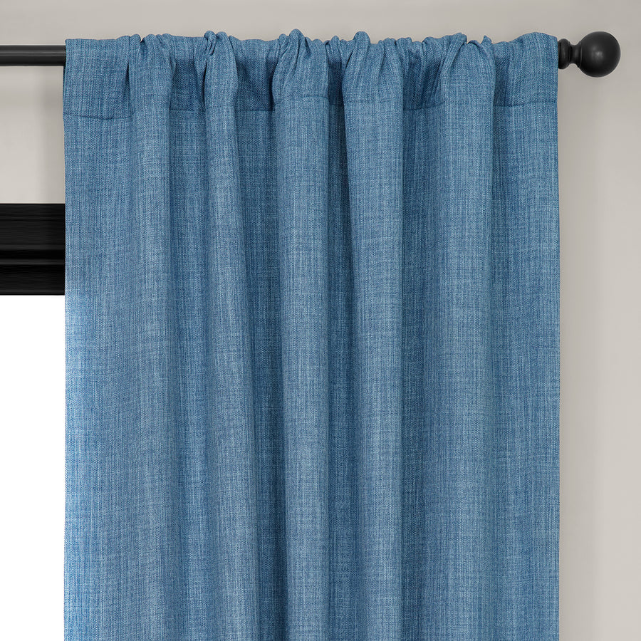 Denim Textured Faux Linen Room Darkening Curtain