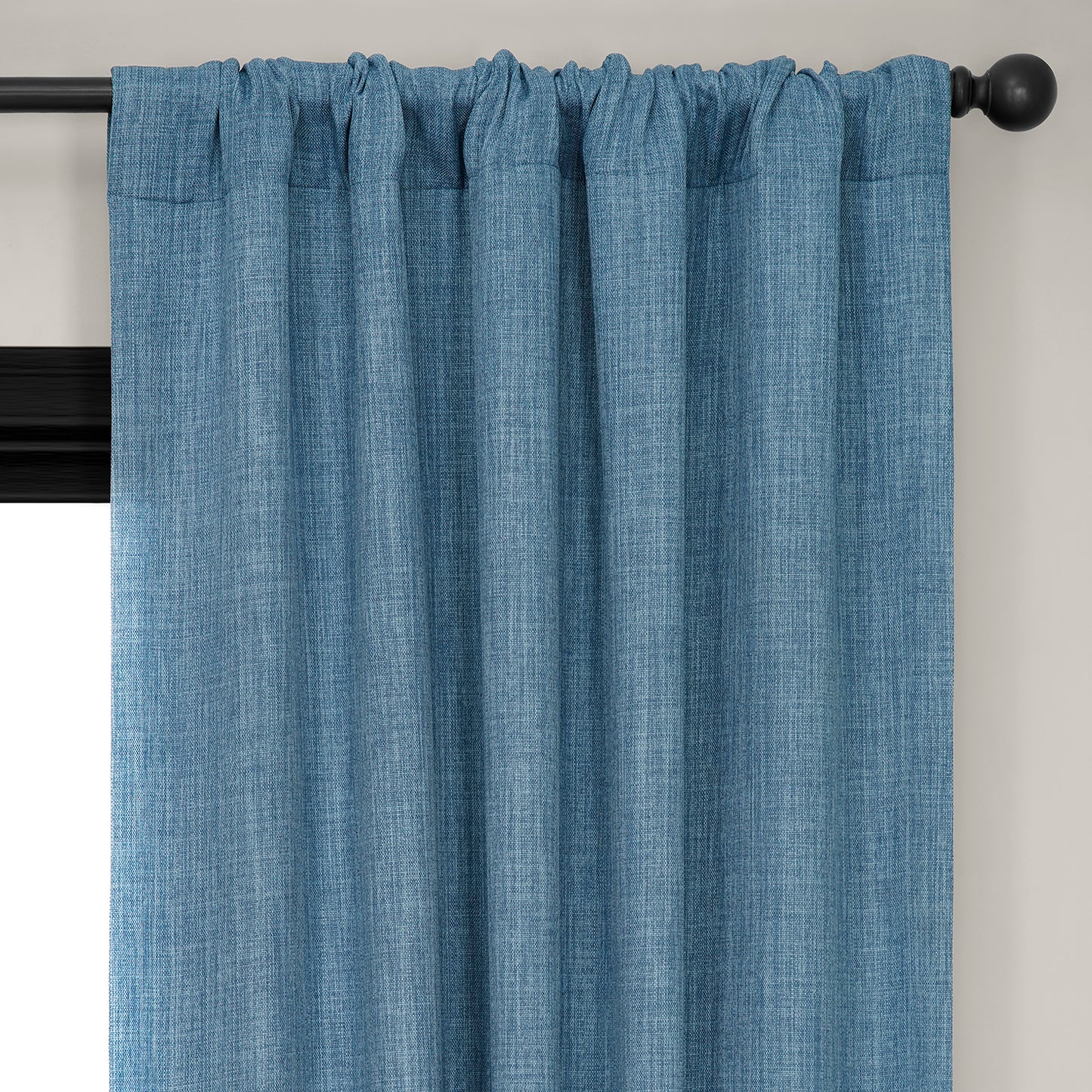 Denim Textured Faux Linen Room Darkening Curtain