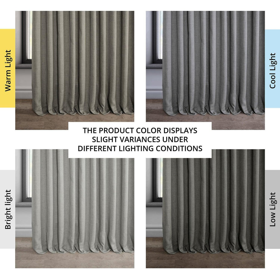 Blazer Grey Extra Wide Textured Faux Linen Room Darkening Curtain - HalfPriceDrapes.com