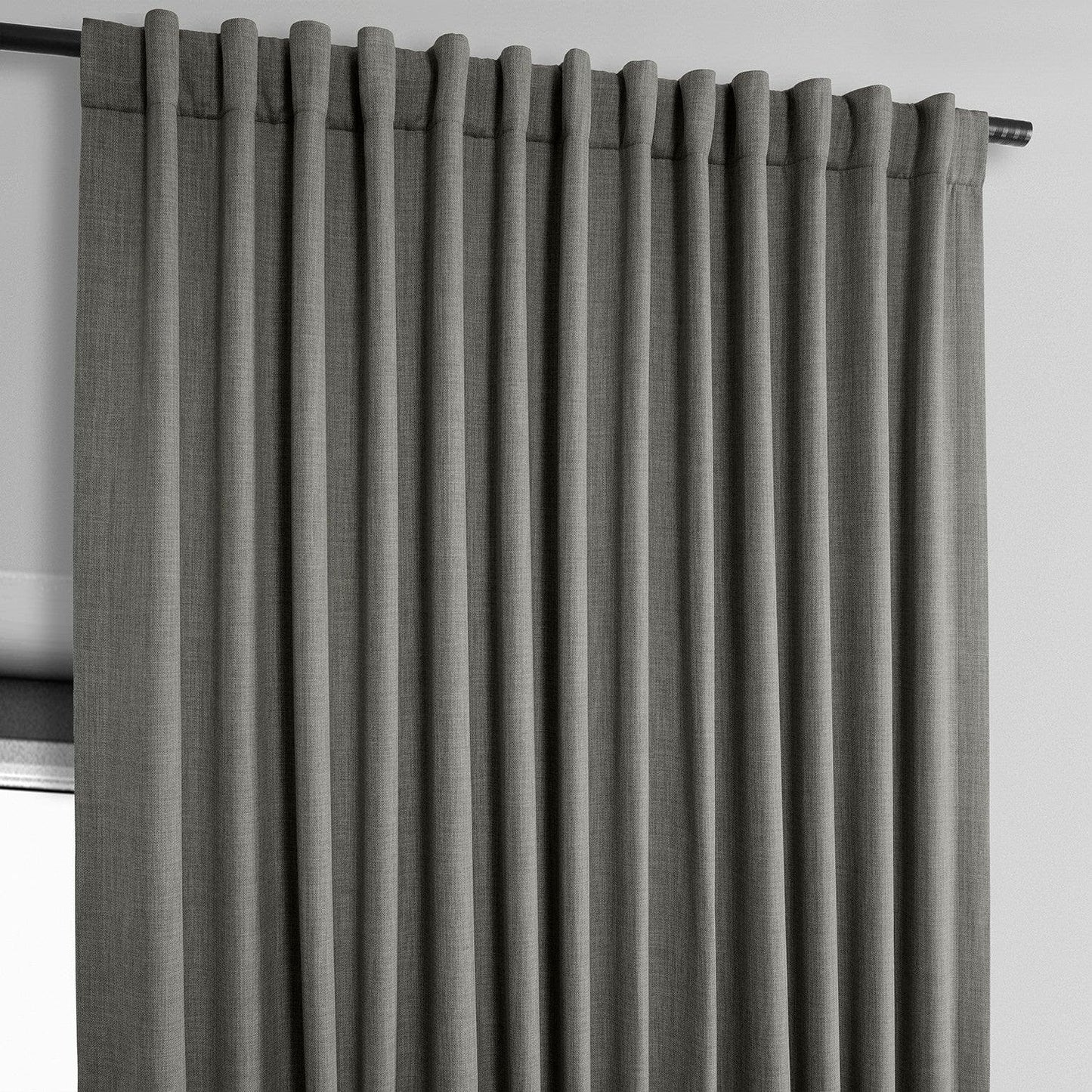 Blazer Grey Extra Wide Textured Faux Linen Room Darkening Curtain - HalfPriceDrapes.com