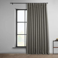 Blazer Grey Extra Wide Textured Faux Linen Room Darkening Curtain - HalfPriceDrapes.com