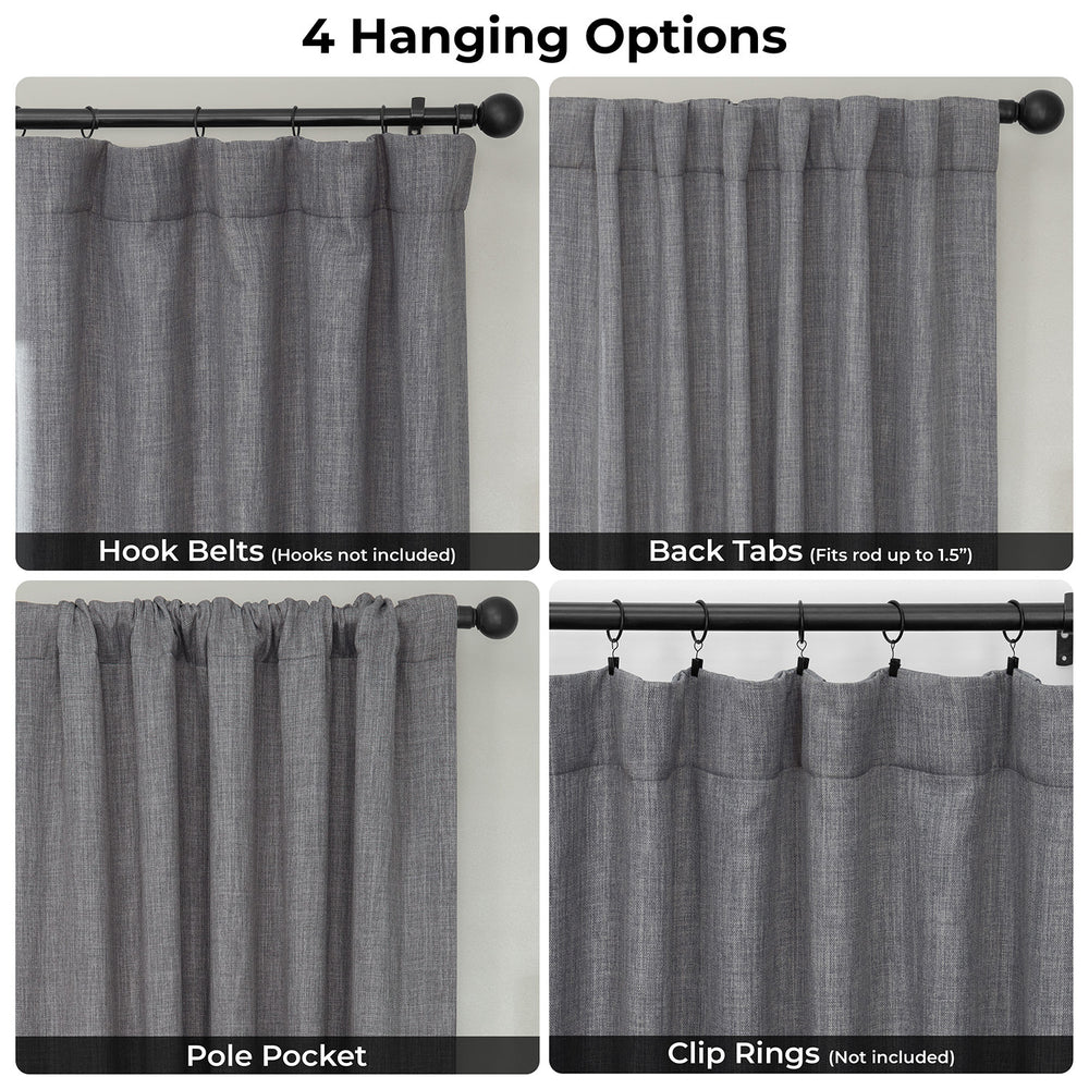 Blazer Grey Extra Wide Textured Faux Linen Room Darkening Curtain