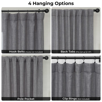 Blazer Grey Extra Wide Textured Faux Linen Room Darkening Curtain