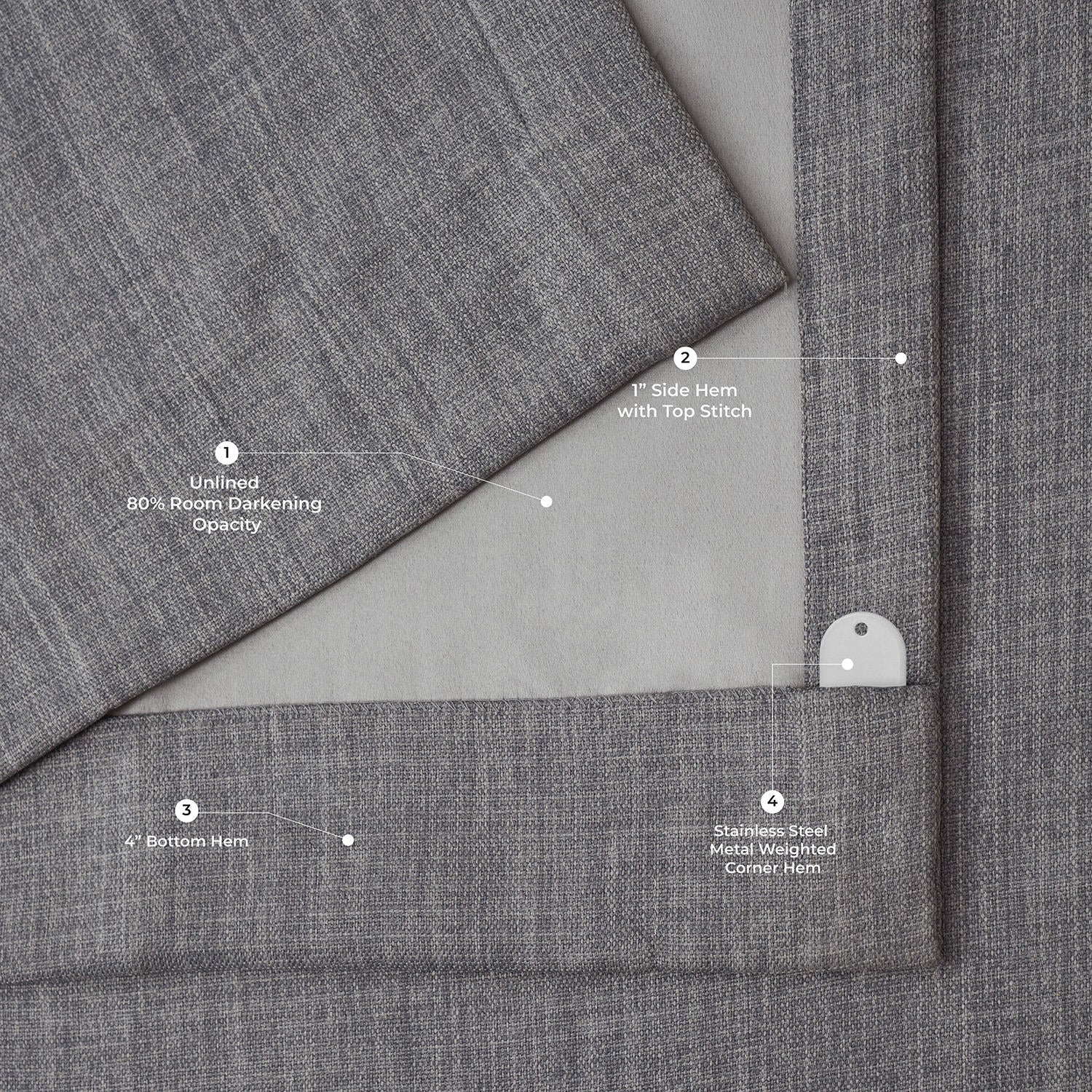 Blazer Grey Extra Wide Textured Faux Linen Room Darkening Curtain