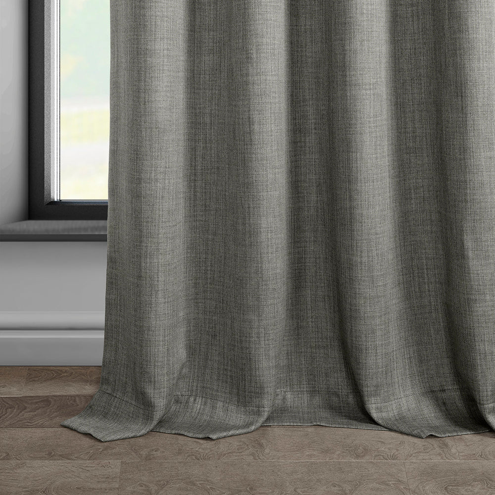 Blazer Grey Textured Faux Linen Custom Curtain