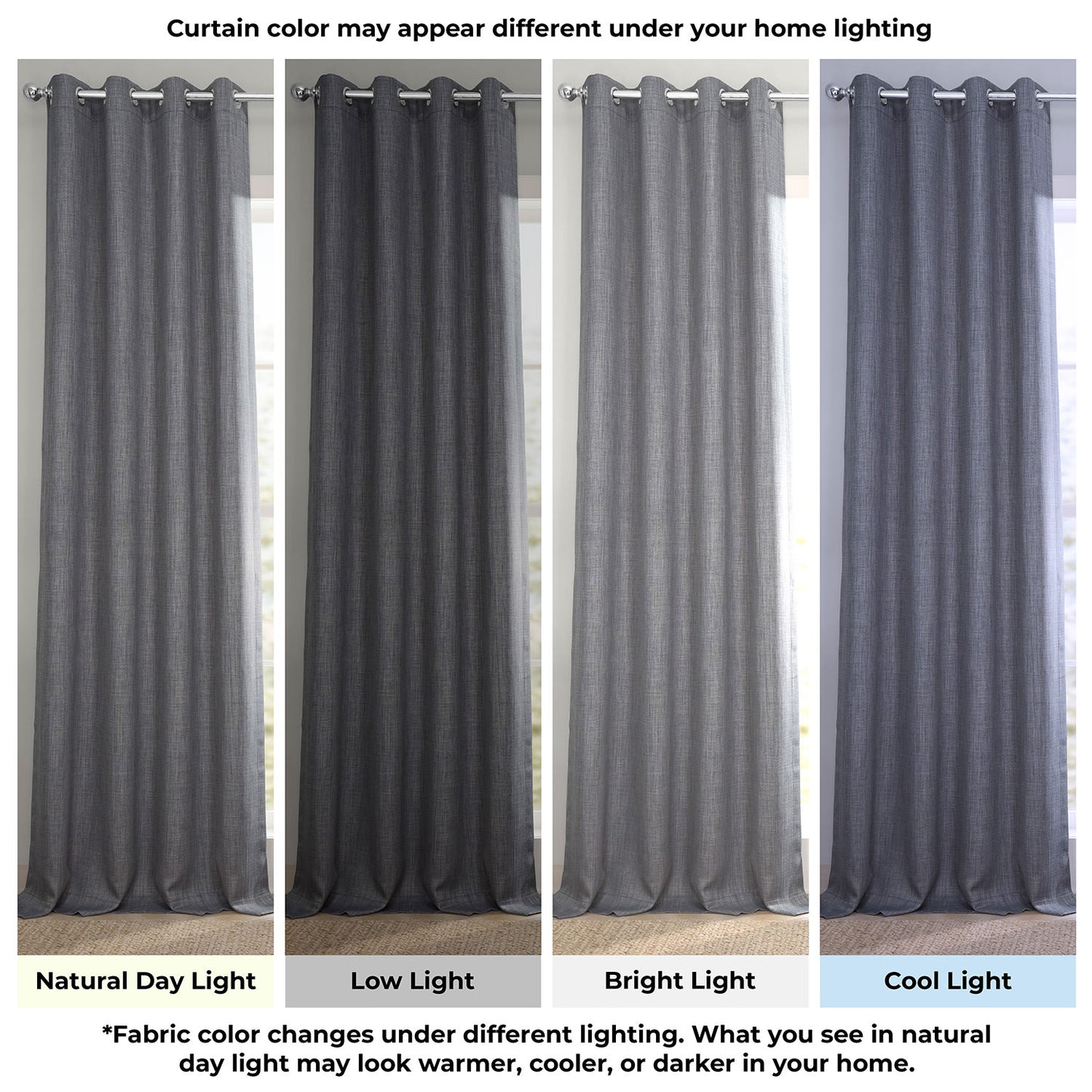 Blazer Grey Grommet Textured Faux Linen Room Darkening Curtain