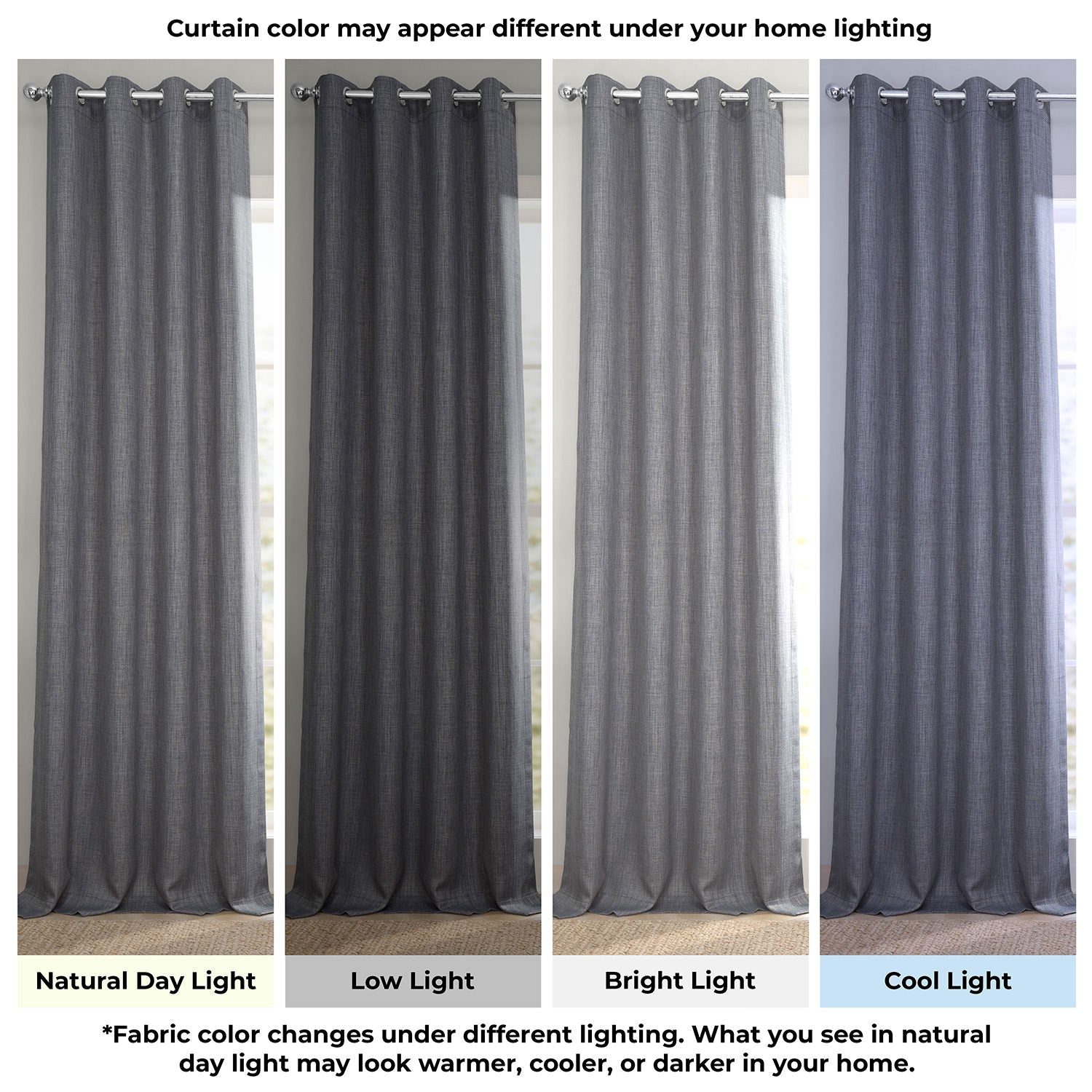Blazer Grey Grommet Textured Faux Linen Room Darkening Curtain