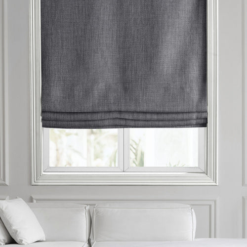 Blazer Grey Textured Faux Linen Roman Shade