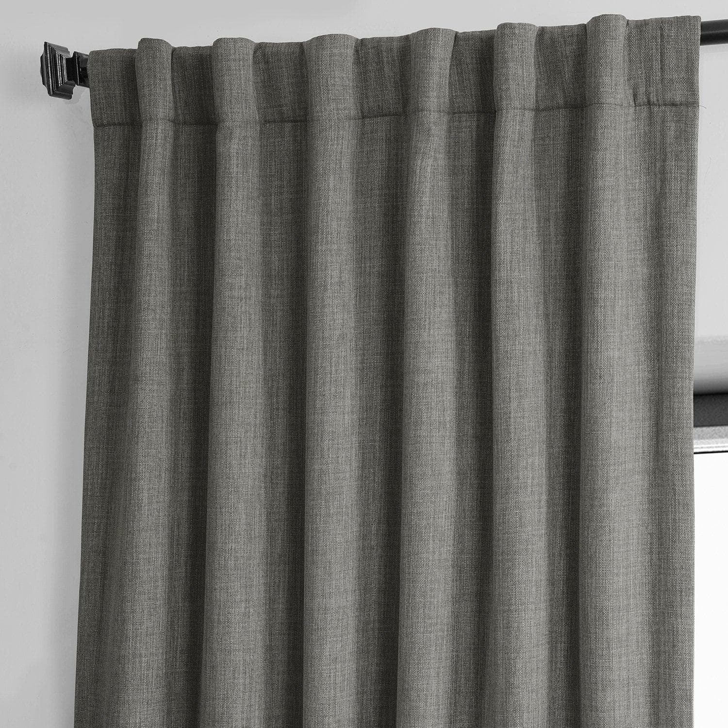 Blazer Grey Textured Faux Linen Room Darkening Curtain - HalfPriceDrapes.com