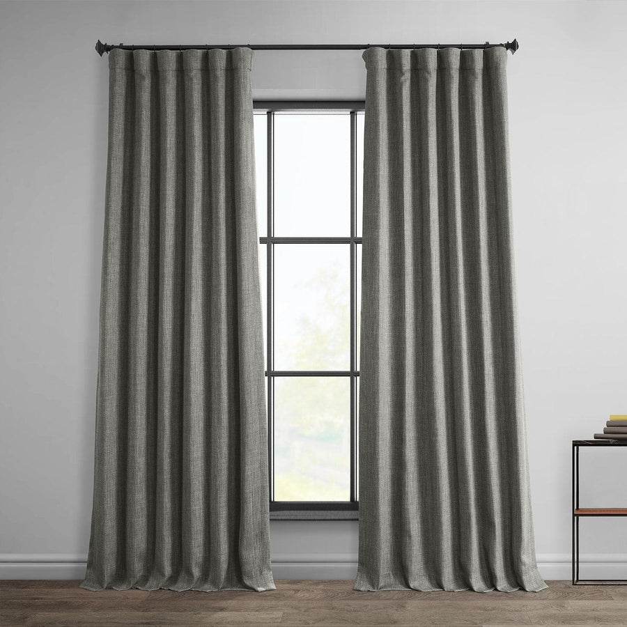 Blazer Grey Textured Faux Linen Room Darkening Curtain - HalfPriceDrapes.com