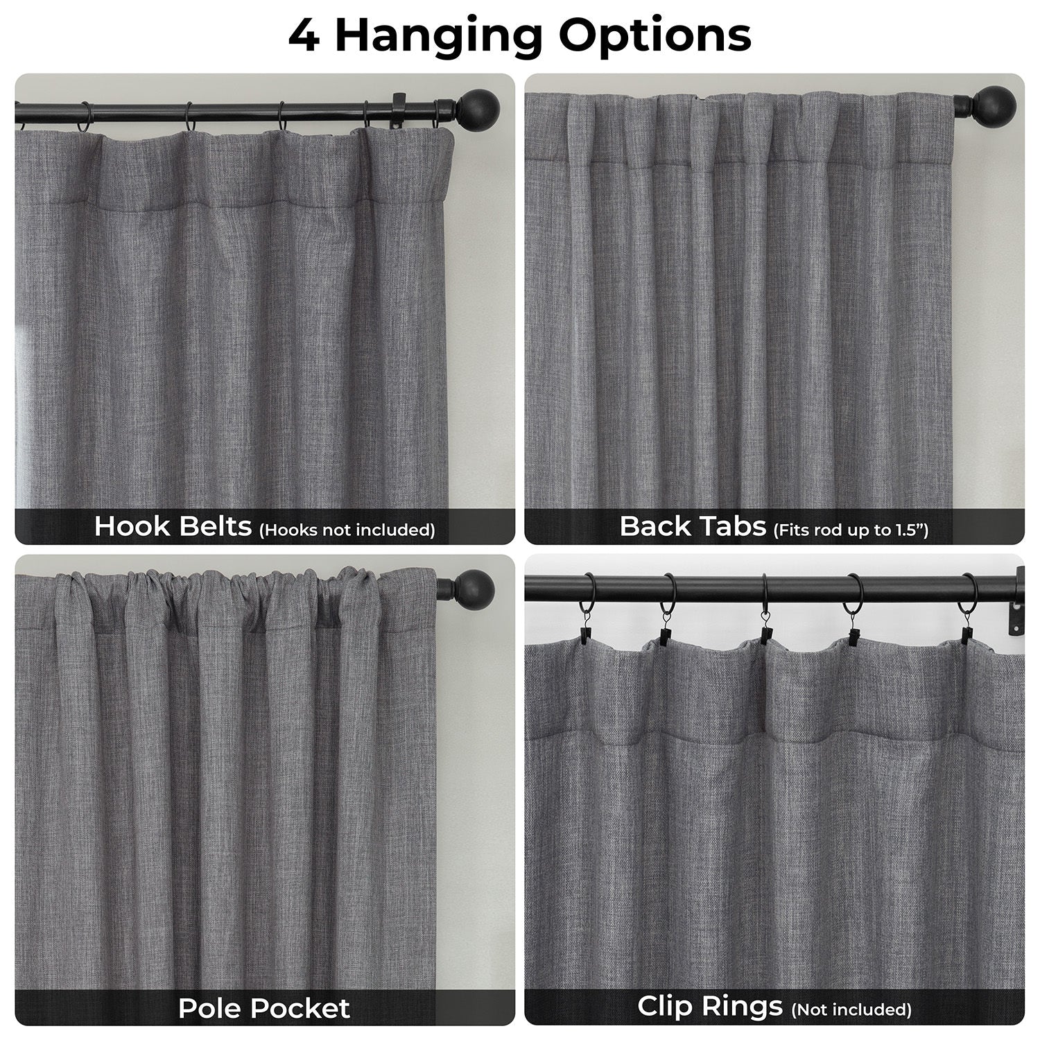 Blazer Grey Textured Faux Linen Room Darkening Curtain