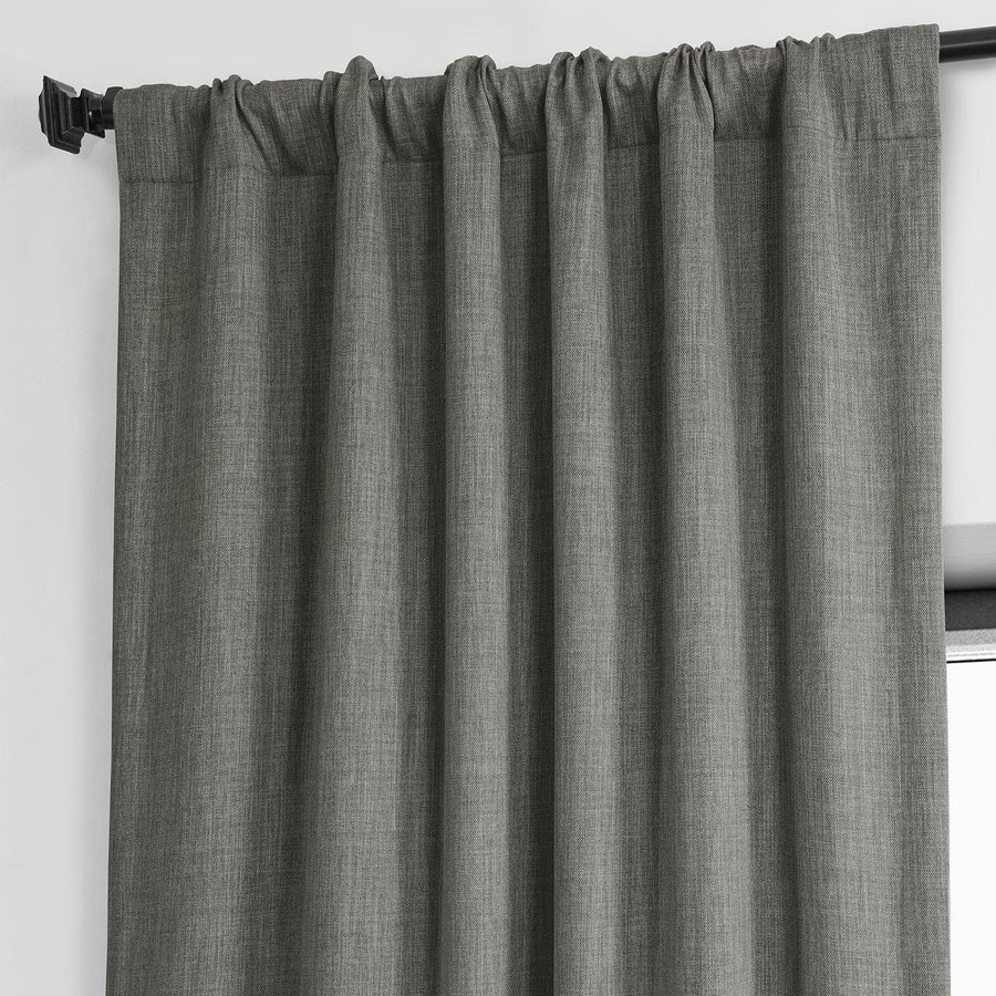 Blazer Grey Textured Faux Linen Room Darkening Curtain - HalfPriceDrapes.com