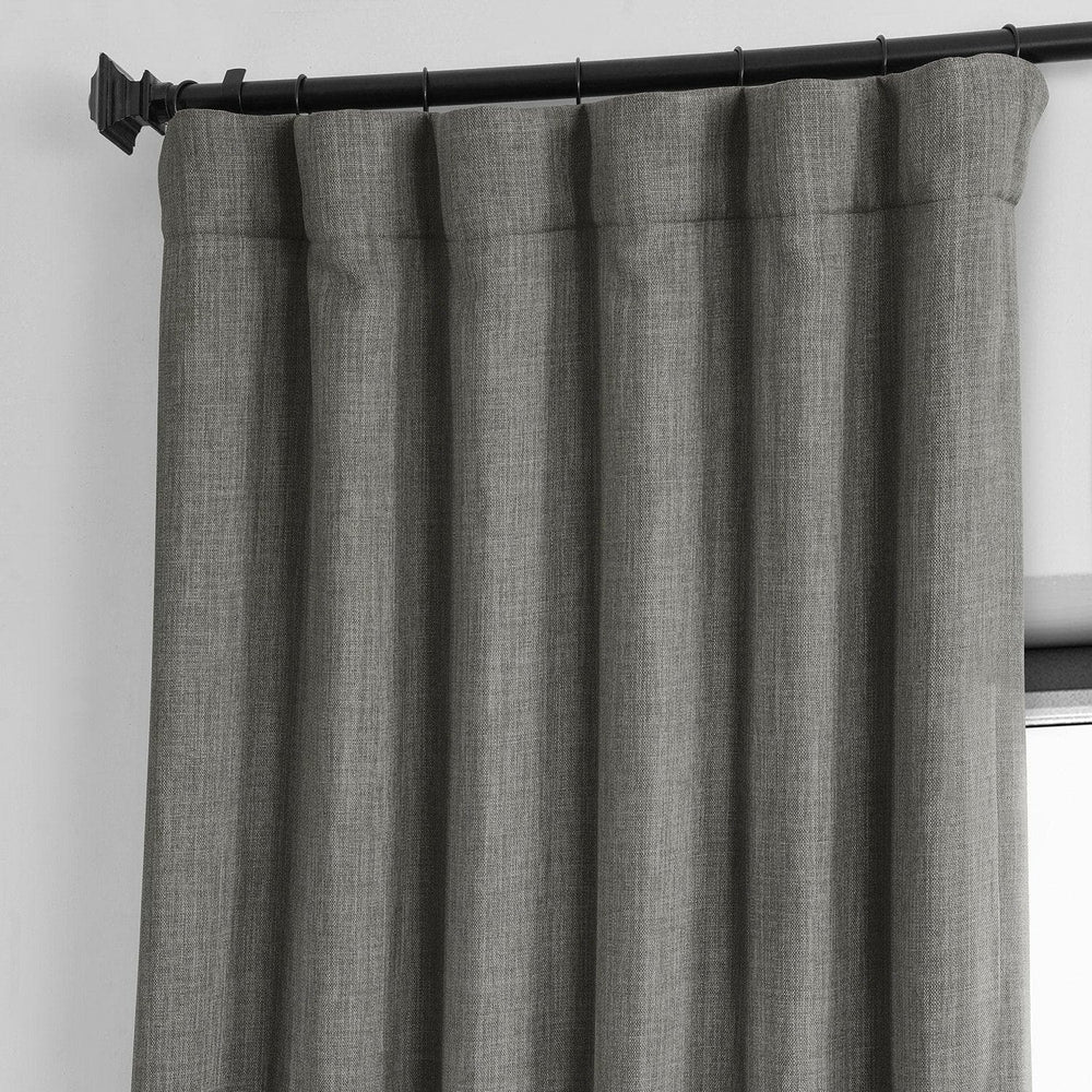 Blazer Grey Textured Faux Linen Room Darkening Curtain - HalfPriceDrapes.com