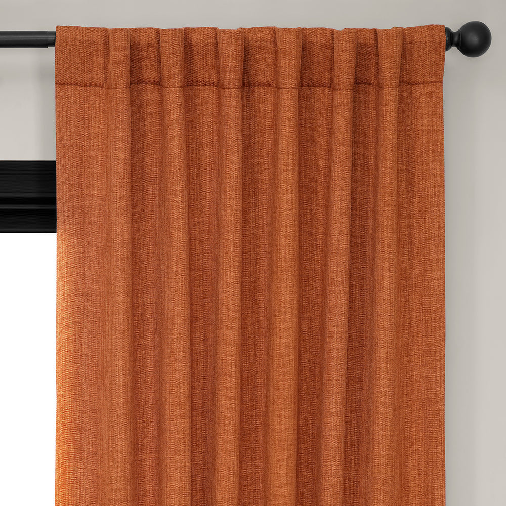 Desert Orange Textured Faux Linen Room Darkening Curtain
