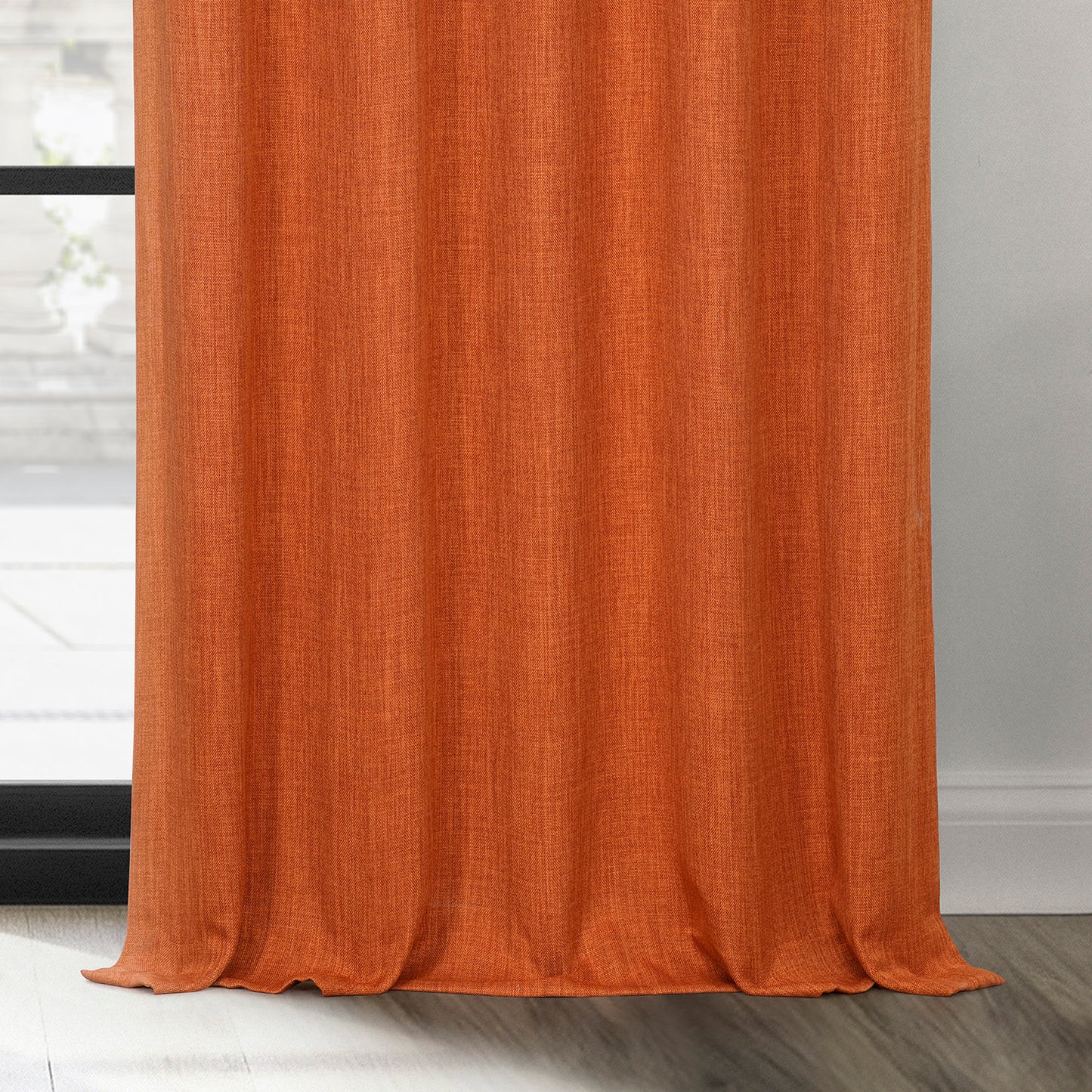 Desert Orange Textured Faux Linen Custom Curtain
