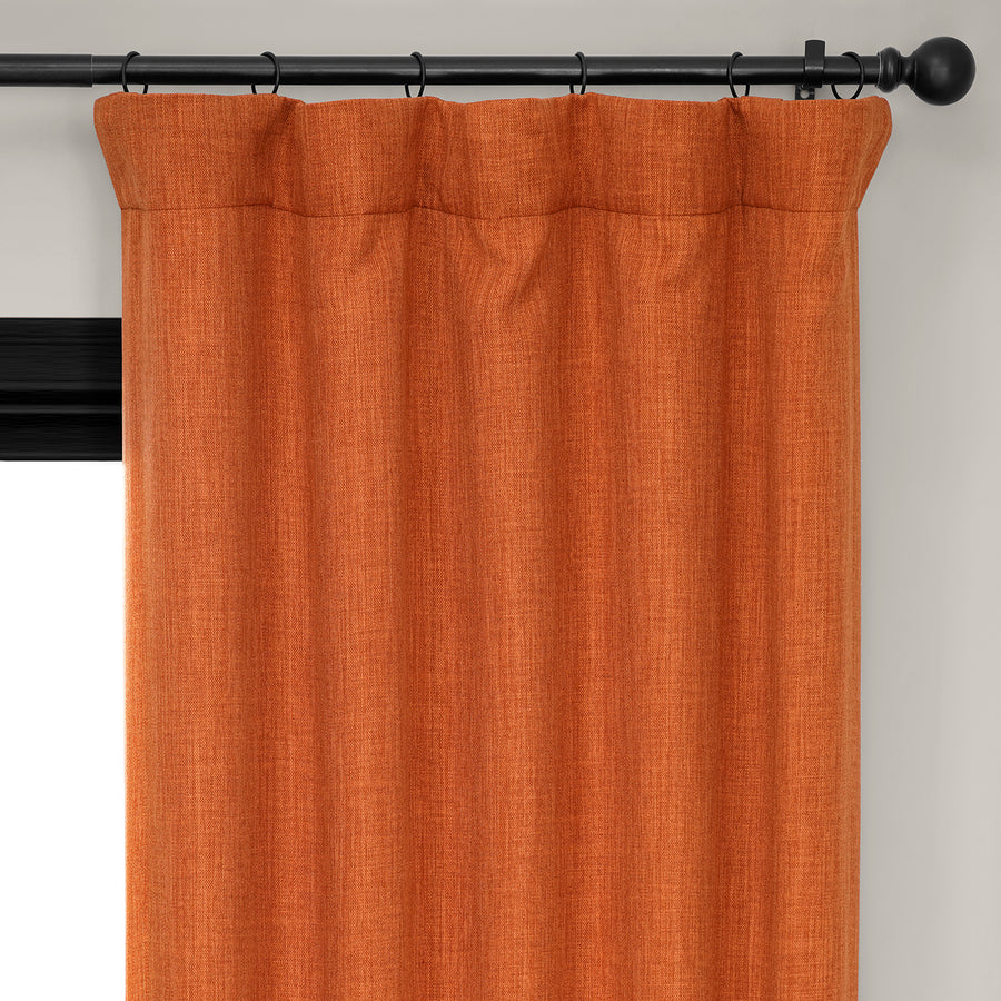 Desert Orange Textured Faux Linen Room Darkening Curtain