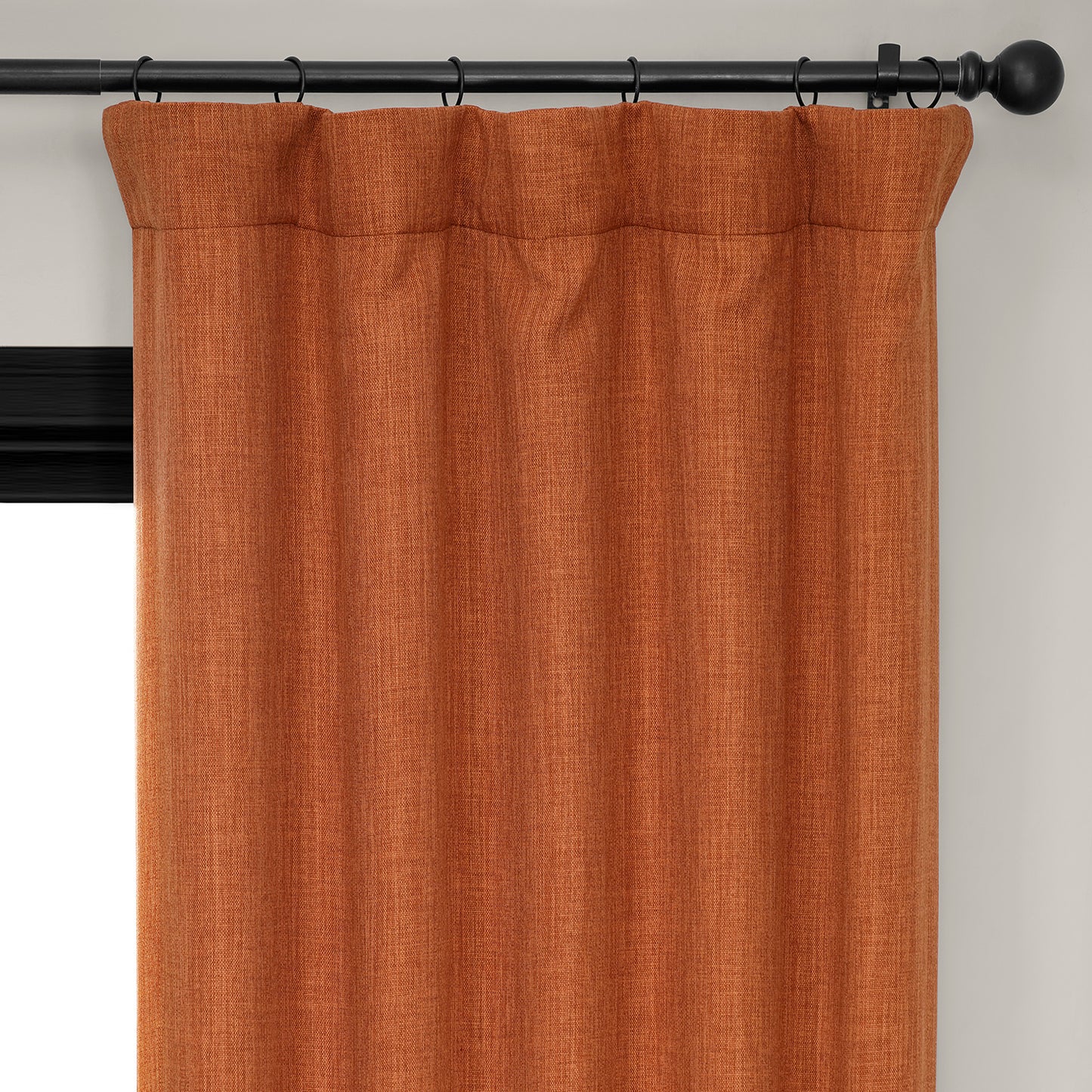 Desert Orange Textured Faux Linen Room Darkening Curtain