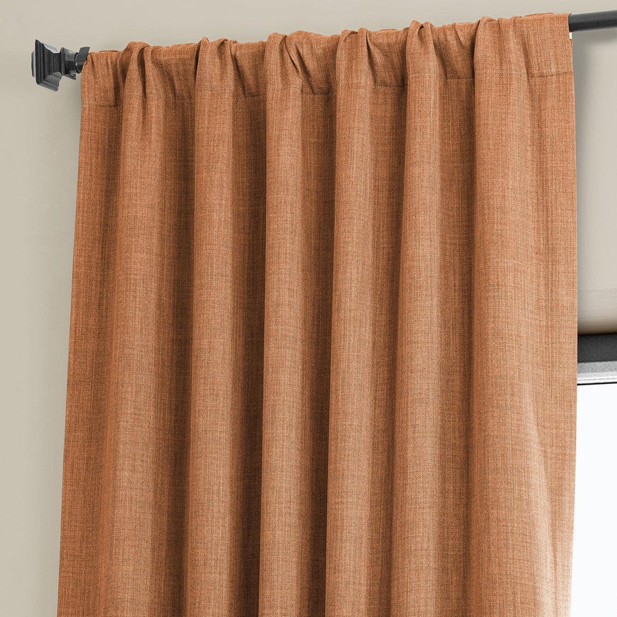 Desert Orange Textured Faux Linen Room Darkening Curtain - HalfPriceDrapes.com