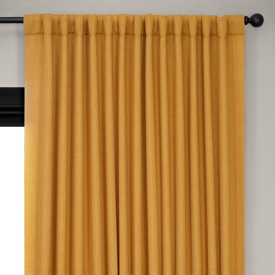Dandelion Gold Extra Wide Textured Faux Linen Room Darkening Curtain