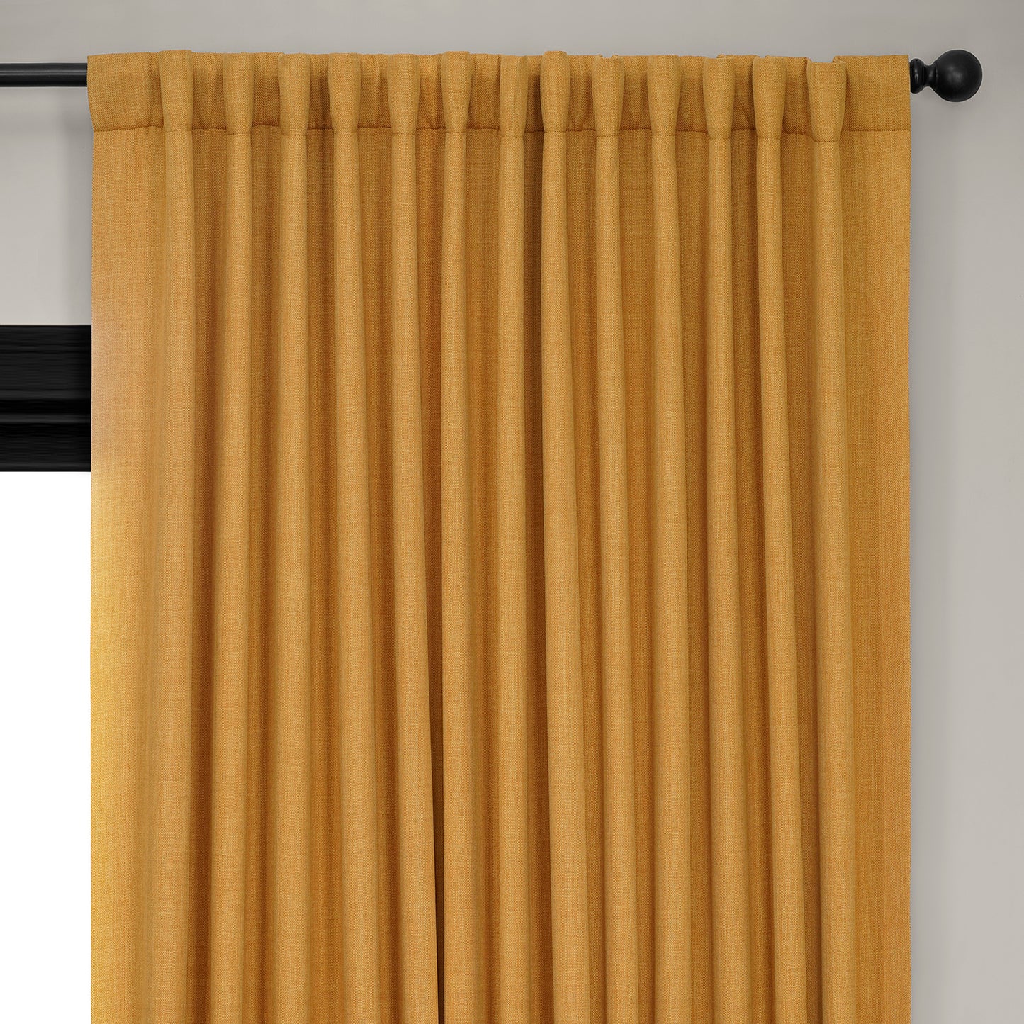 Dandelion Gold Extra Wide Textured Faux Linen Room Darkening Curtain