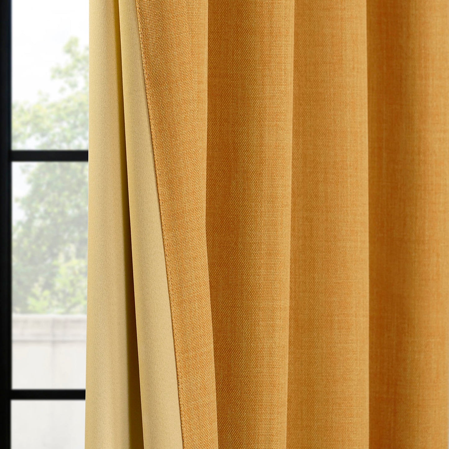 Dandelion Gold Extra Wide Textured Faux Linen Room Darkening Curtain